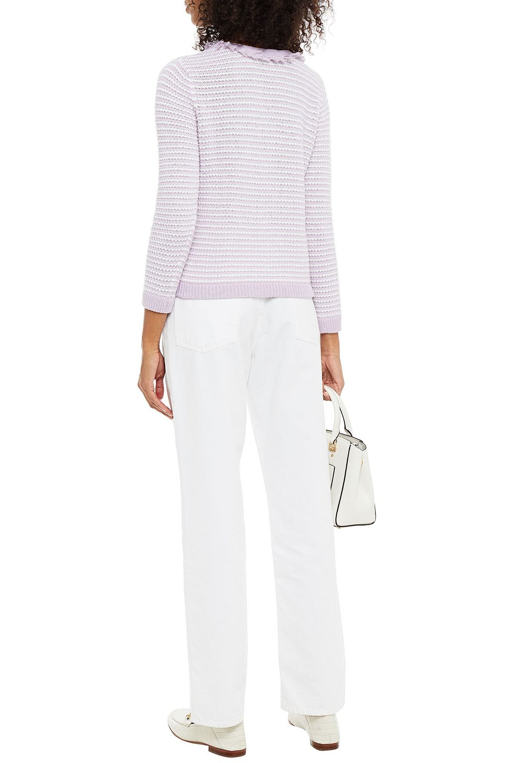 COTTON BY AUTUMN CASHMERE Frayed crochet-knit cotton jacket