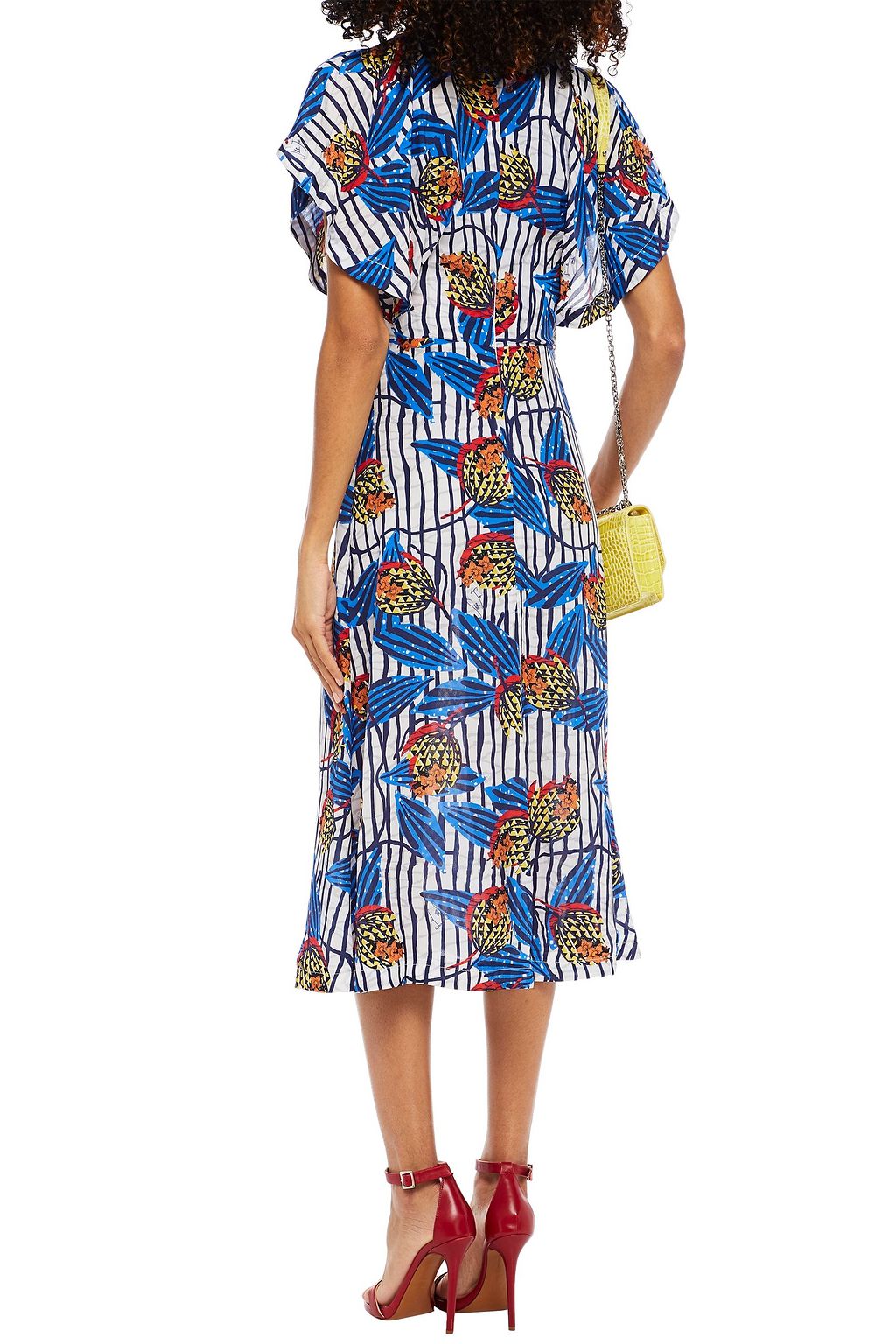 STELLA JEAN Ruffled floral-print crepe de chine midi dress