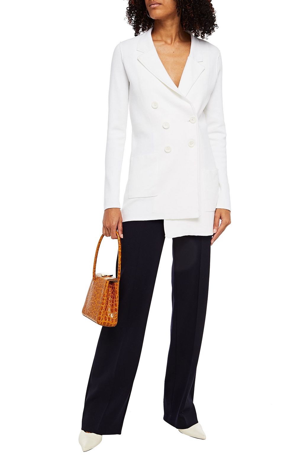 COTTON BY AUTUMN CASHMERE Double-breasted ribbed cotton blazer