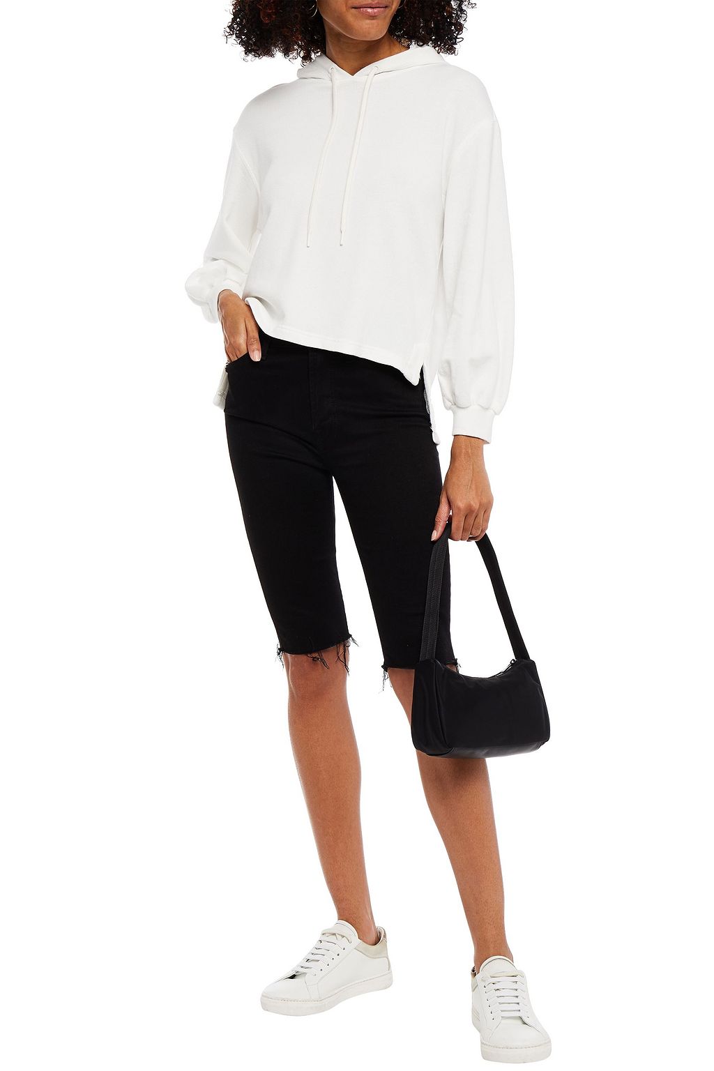 ALICE + OLIVIA Elaine cutout draped French cotton-blend terry hoodie
