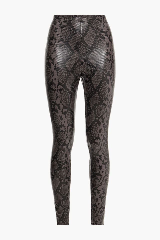 Faux snake-effect leather leggings