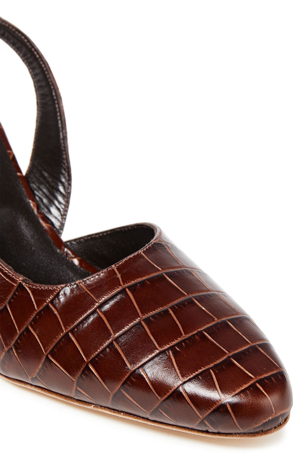 BY FAR Lauren croc-effect leather slingback pumps