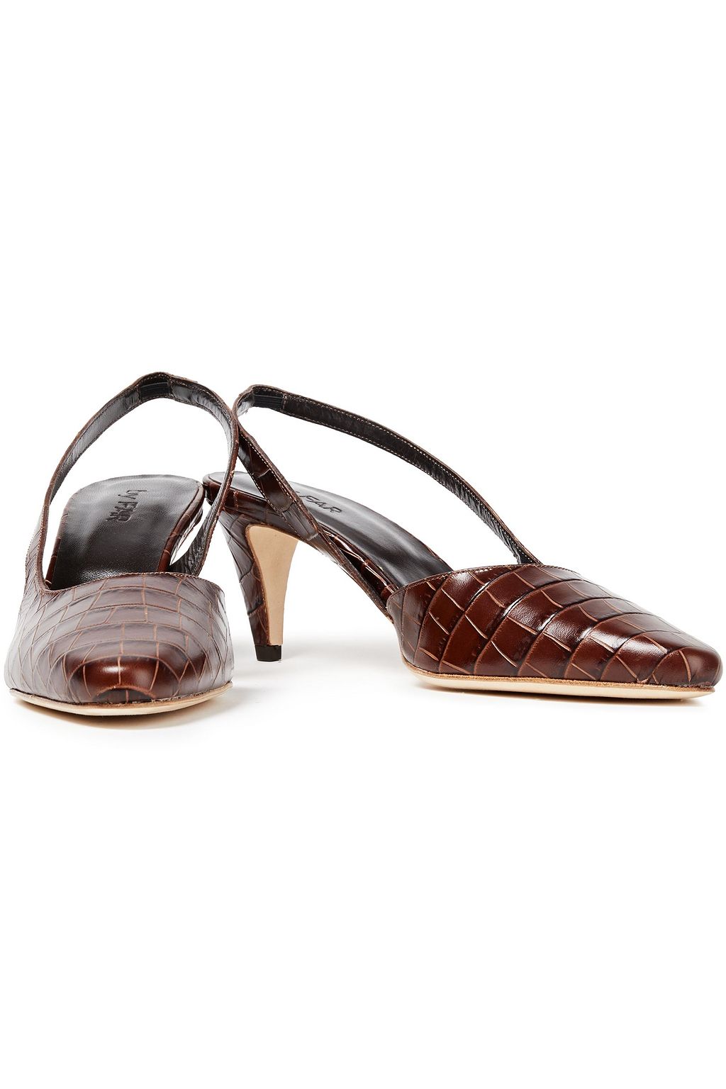 BY FAR Lauren croc-effect leather slingback pumps