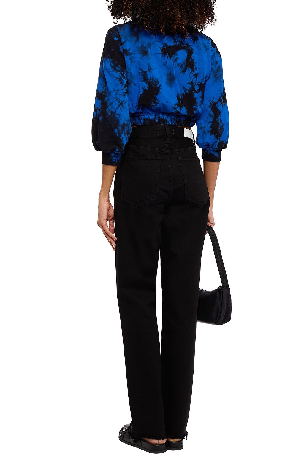 ALICE + OLIVIA Cropped twisted tie-dyed cotton-blend fleece sweatshirt