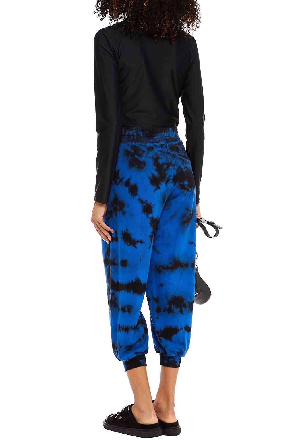 ALICE + OLIVIA Cropped tie-dyed French cotton-terry track pants