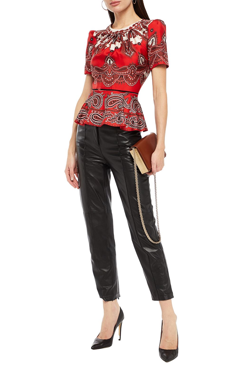 MCQUEEN Paisley-print silk-twill top