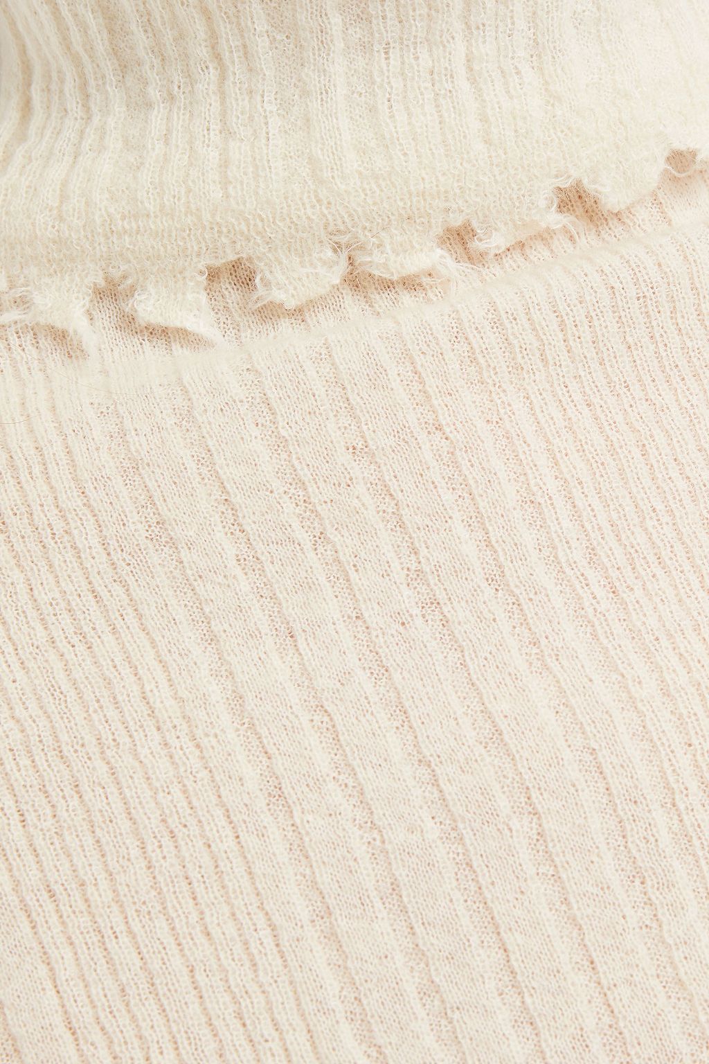 LVIR Distressed ribbed-knit turtleneck sweater