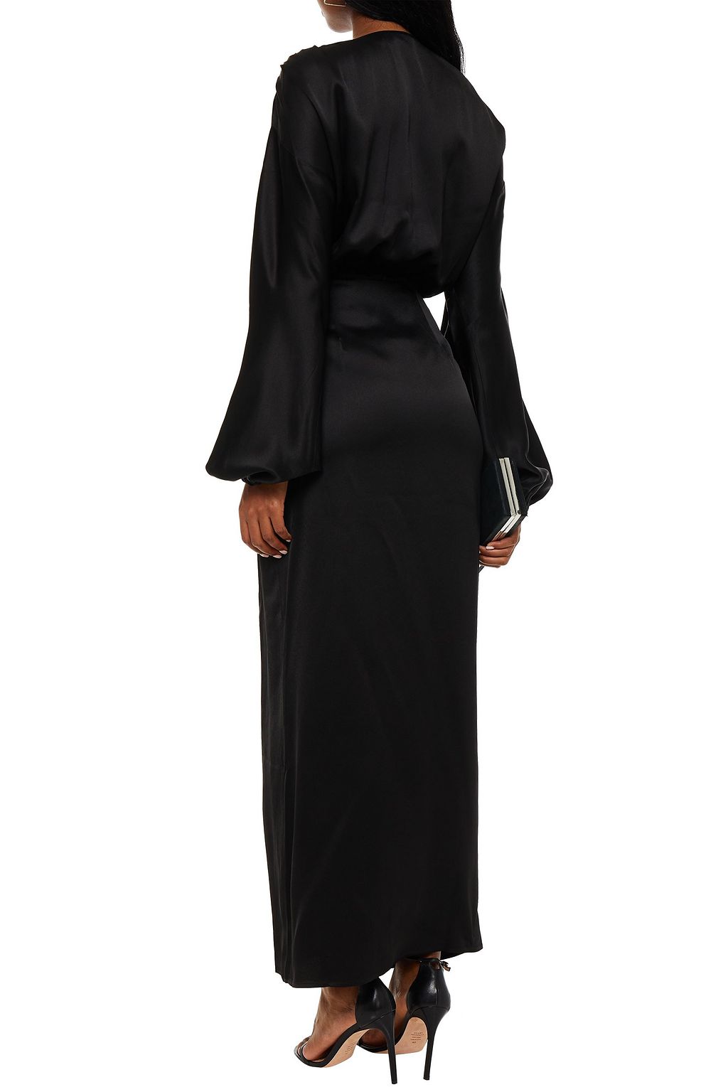 VANESSA COCCHIARO Gathered satin-crepe maxi wrap dress