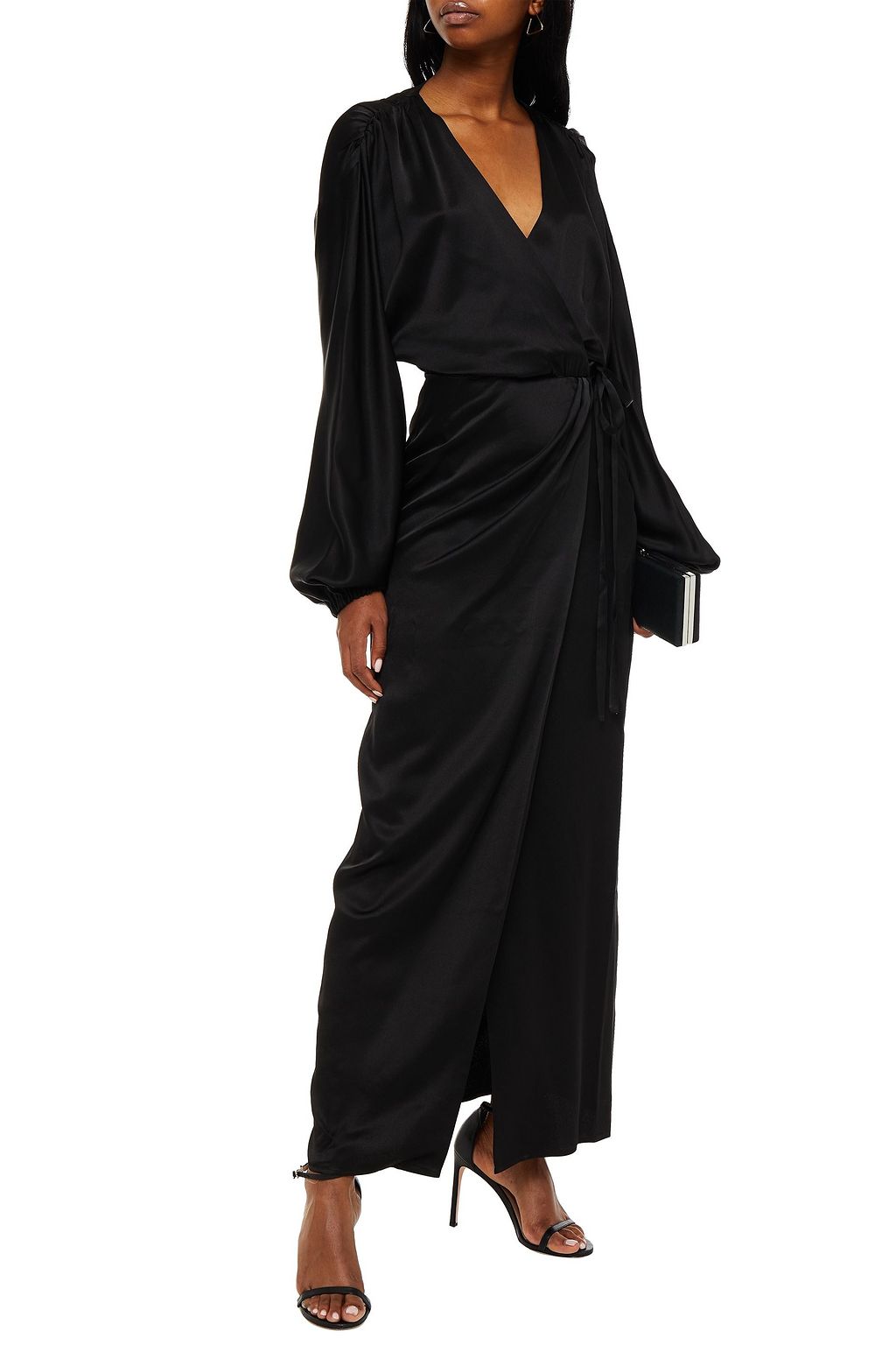 VANESSA COCCHIARO Gathered satin-crepe maxi wrap dress