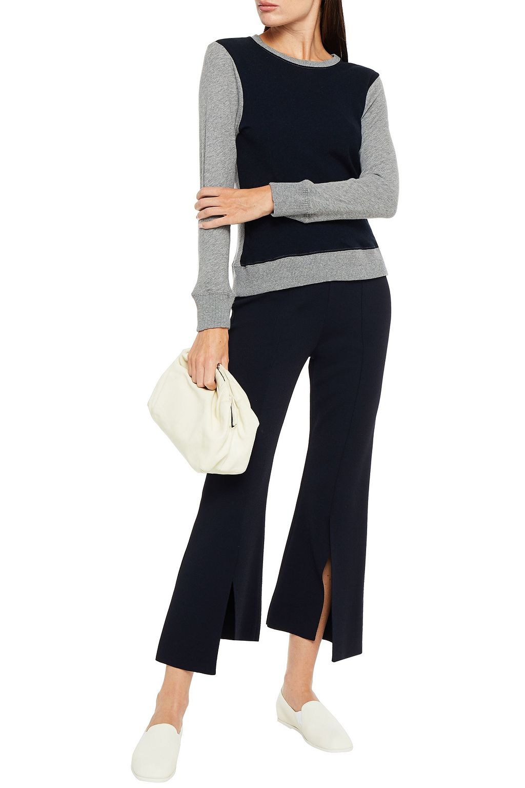 ENZA COSTA Tie-dyed French Tencel, silk and cashmere-blend sweatshirt