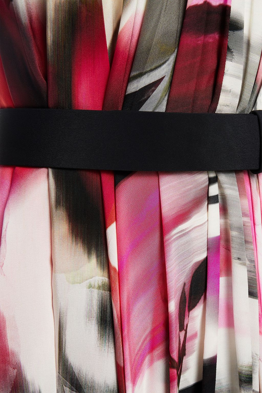 MCQUEEN Plissiertes Minikleid aus Crêpe de Chine aus Seide mit Print
