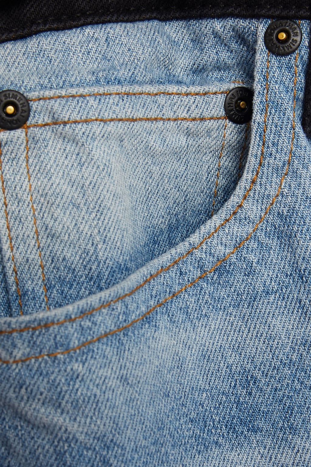 SIMKHAI Frayed two-tone high-rise straight-leg jeans