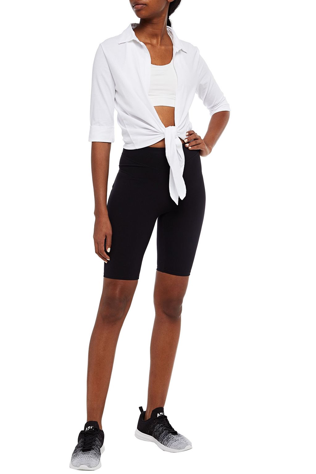 MAJESTIC FILATURES Tie-front stretch-cotton jersey shirt