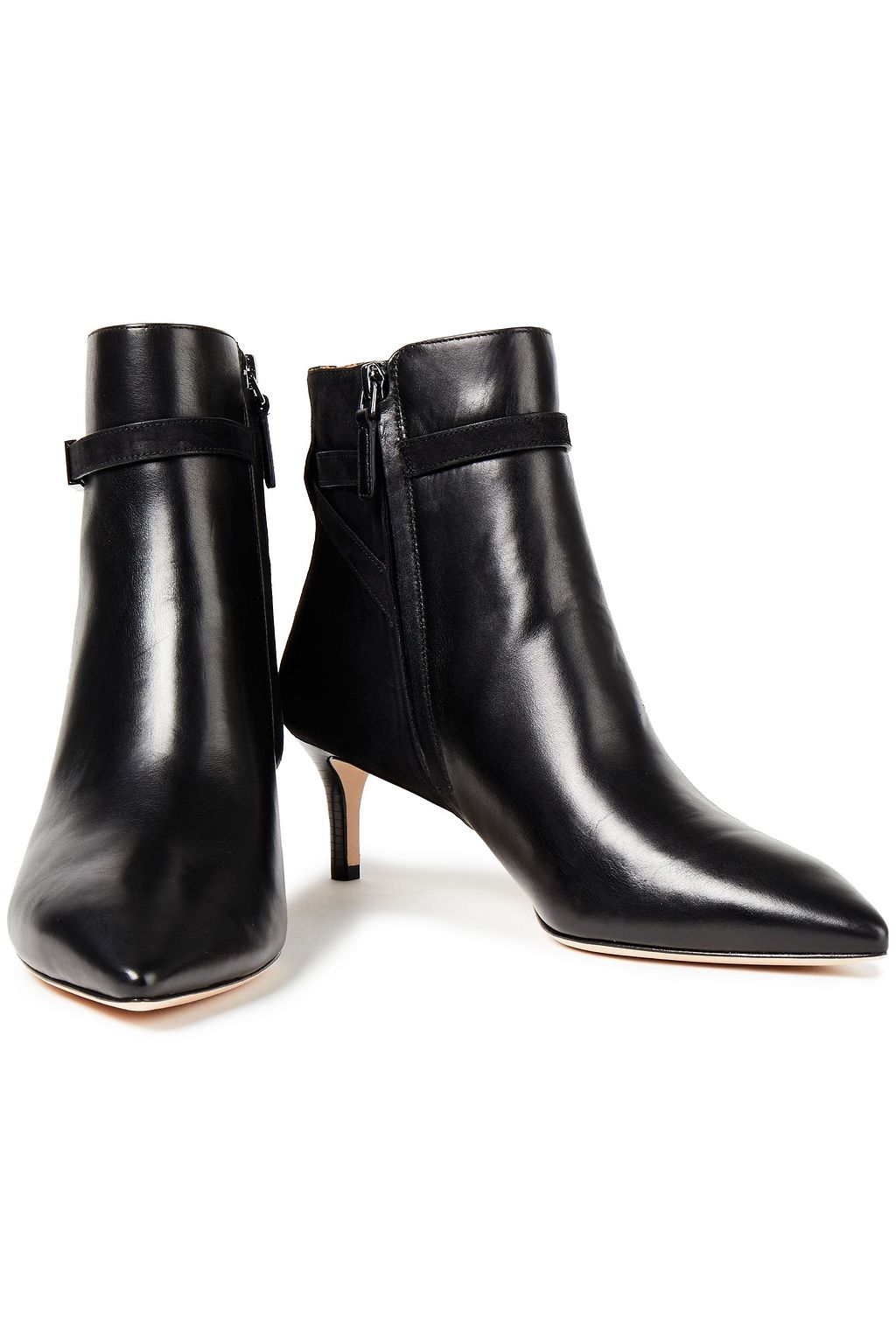 TORY BURCH Paneled leather and suede ankle boots