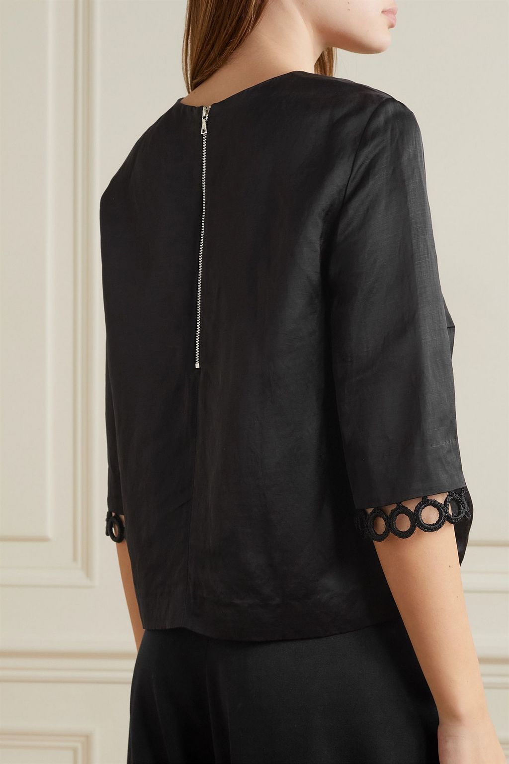PARTOW Ryan crochet-trimmed satin top