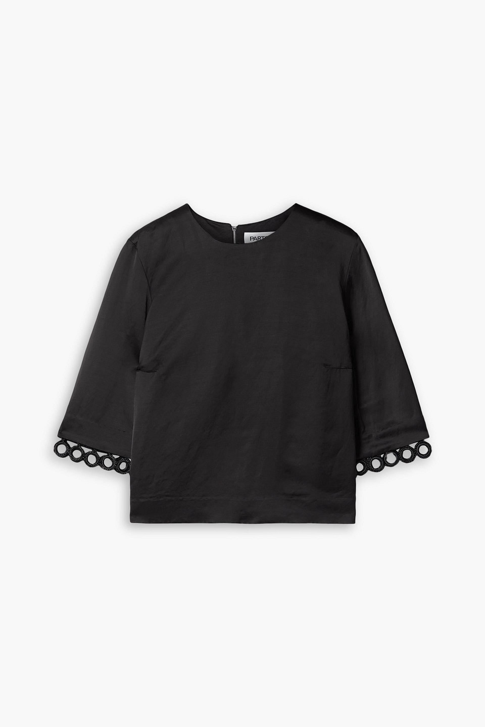 Ryan crochet-trimmed satin top