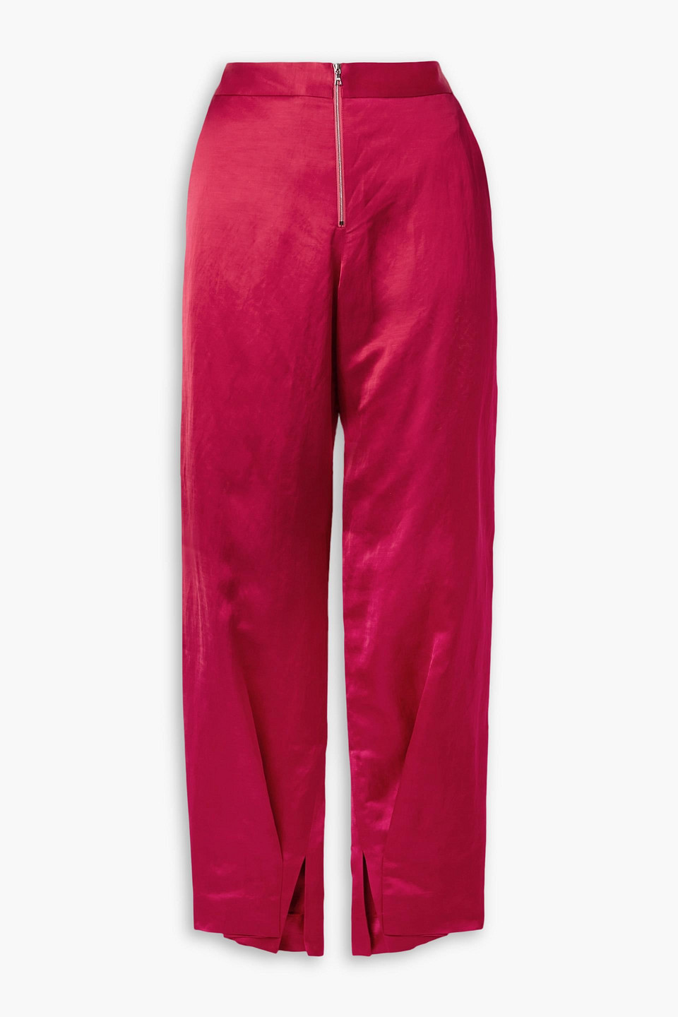 Partow Reed Satin Wide-leg Pants In Crimson
