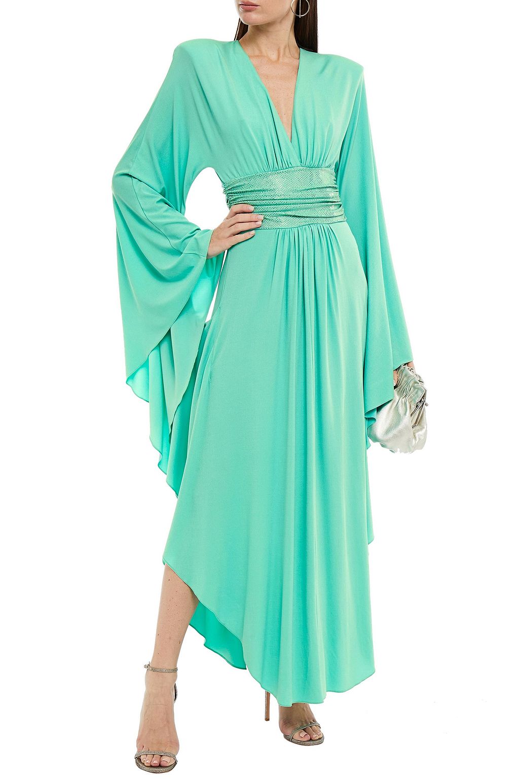 ALEXANDRE VAUTHIER Embellished ruched stretch-crepe maxi dress