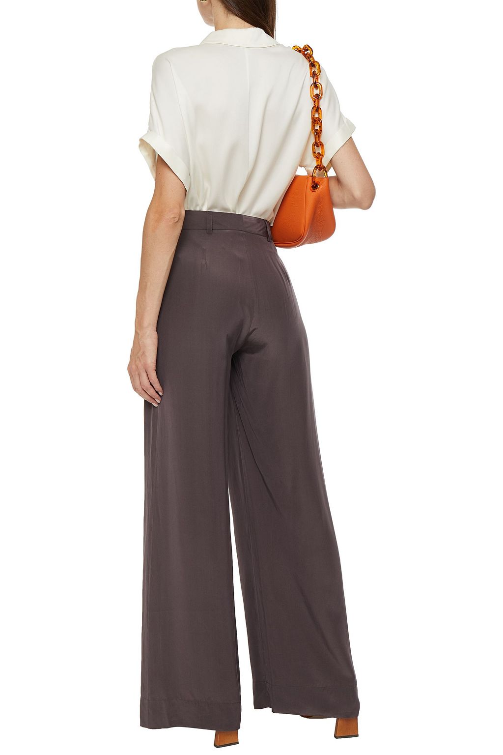 BONDI BORN Silk-blend crepe de chine wide-leg pants