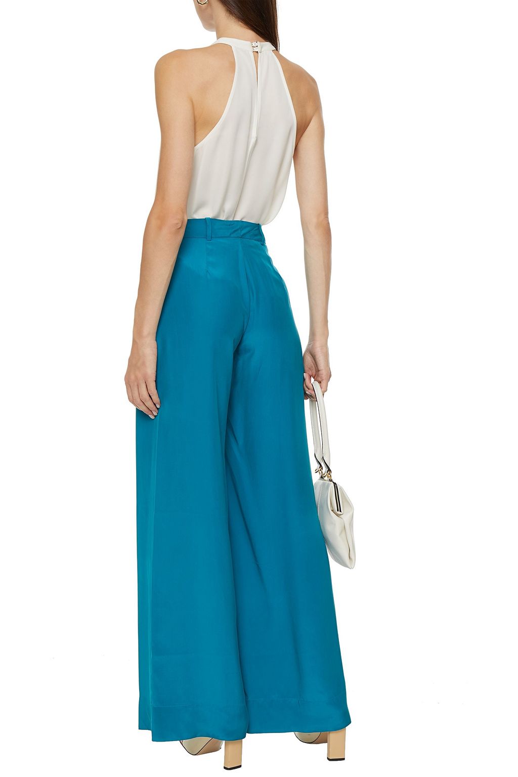 BONDI BORN Silk-blend crepe de chine wide-leg pants