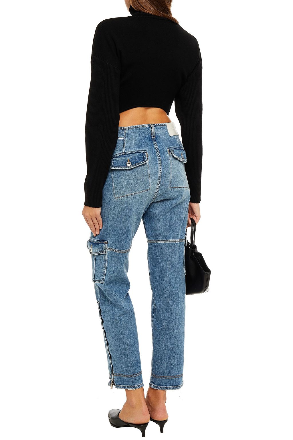 SIMKHAI Zip-detailed high-rise straight-leg jeans
