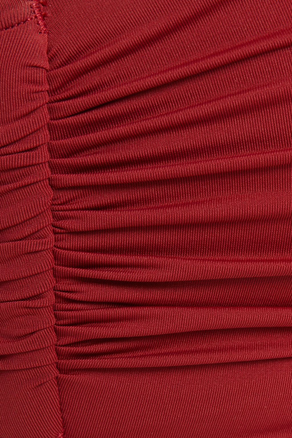 BONDI BORN Bow-detailed ruched bandeau bikini top