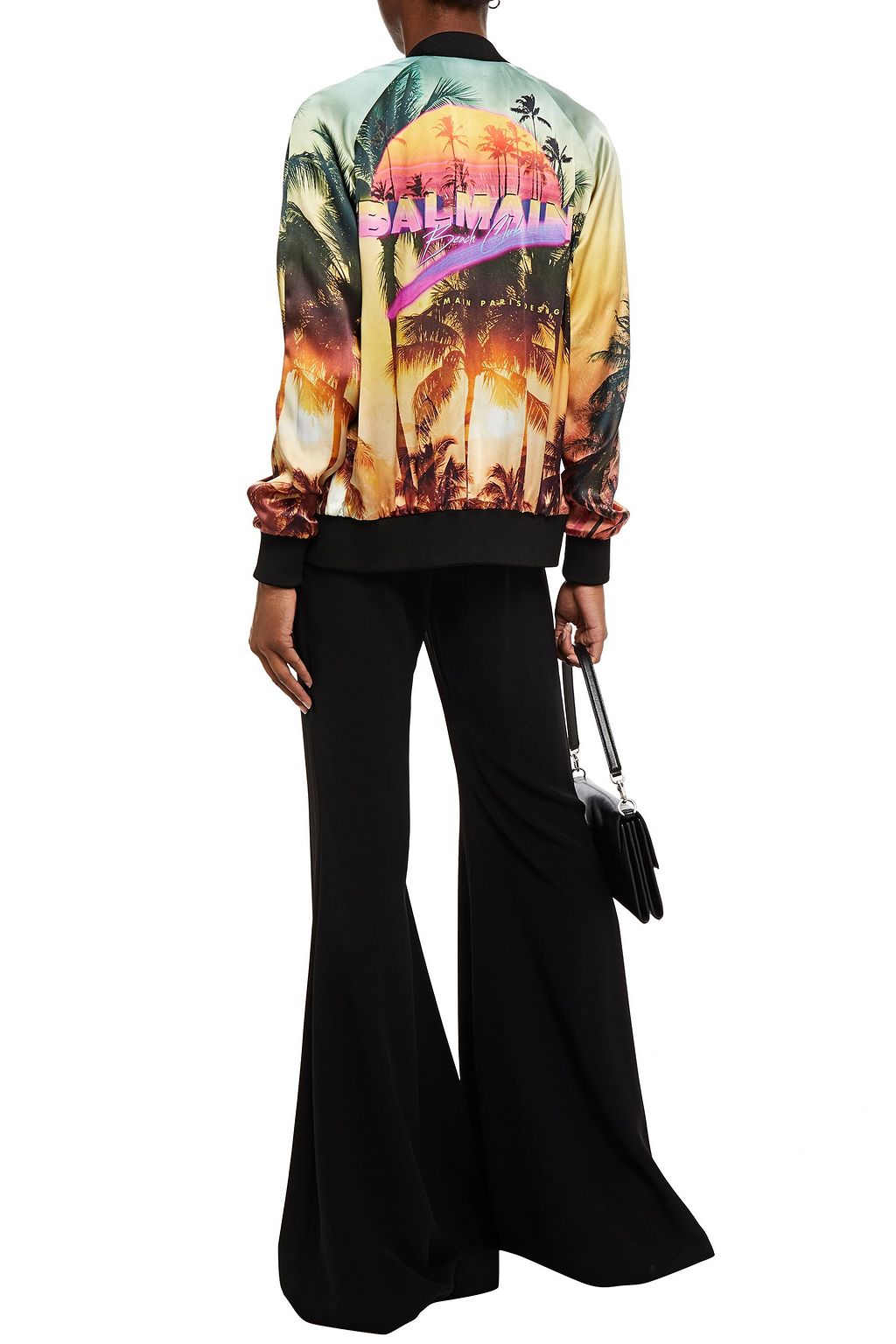 BALMAIN Printed silk-satin bomber jacket