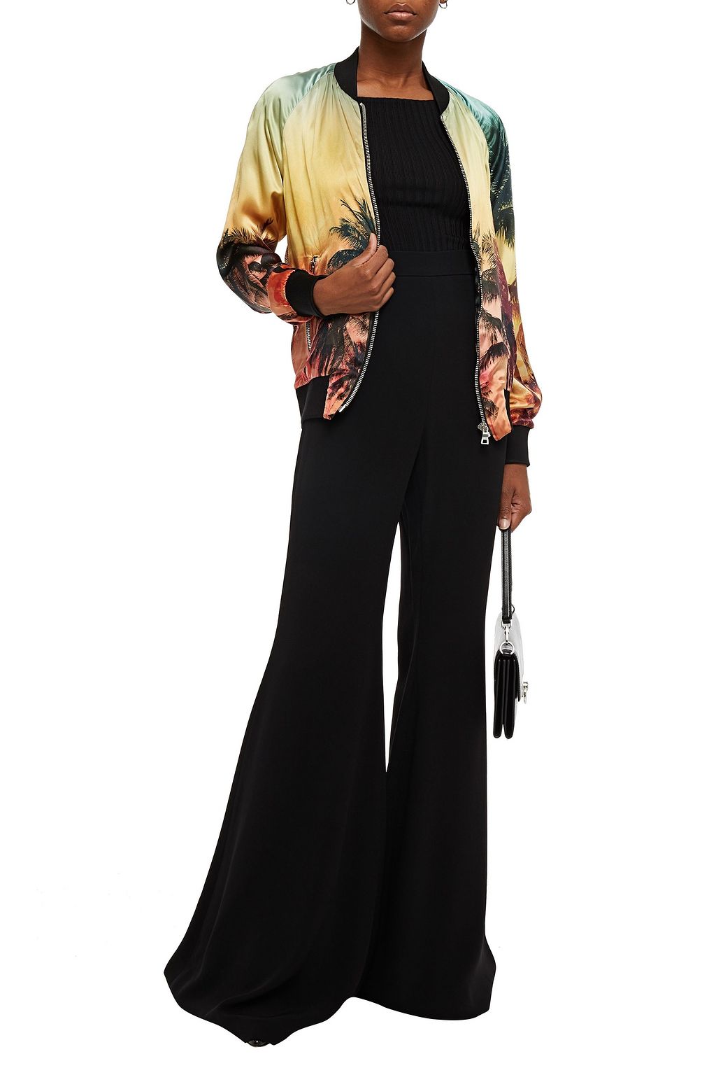 BALMAIN Printed silk-satin bomber jacket
