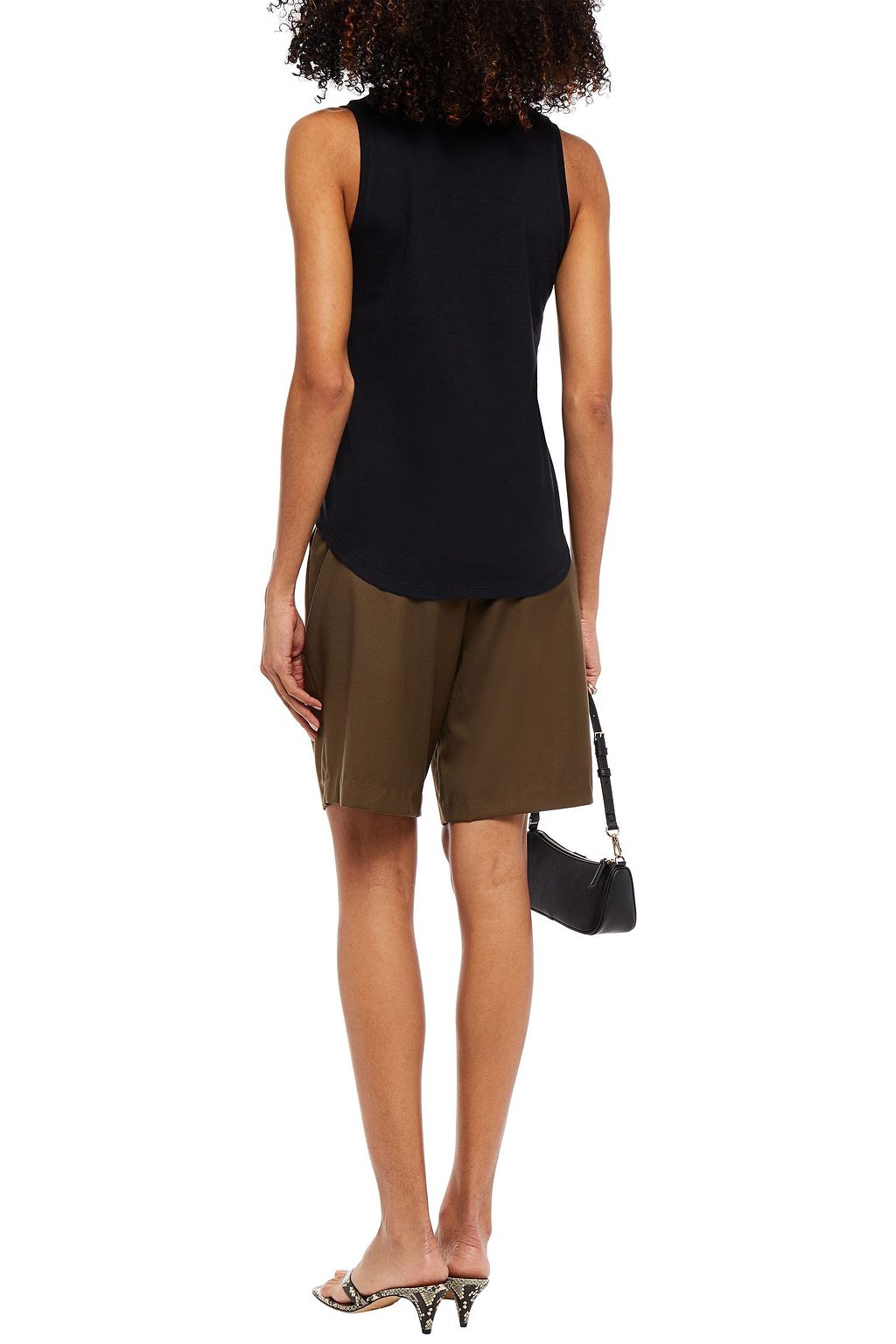 MAJESTIC FILATURES Leather-paneled cotton-jersey tank