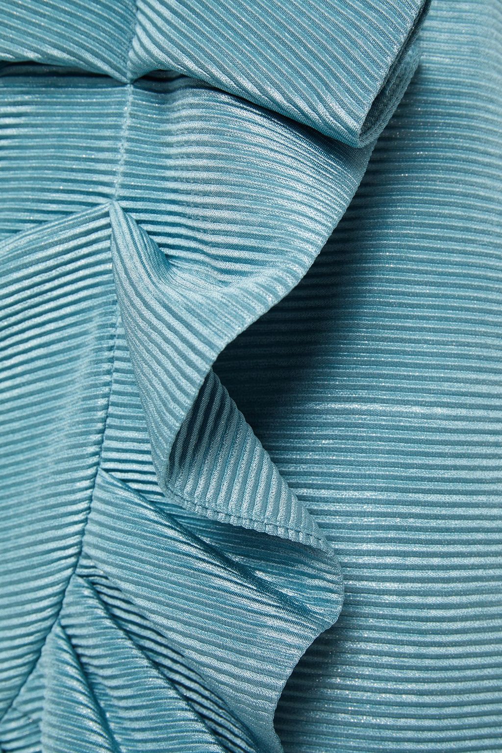 SIMKHAI Azalea wrap-effect ruffled plissé-lamé mini skirt