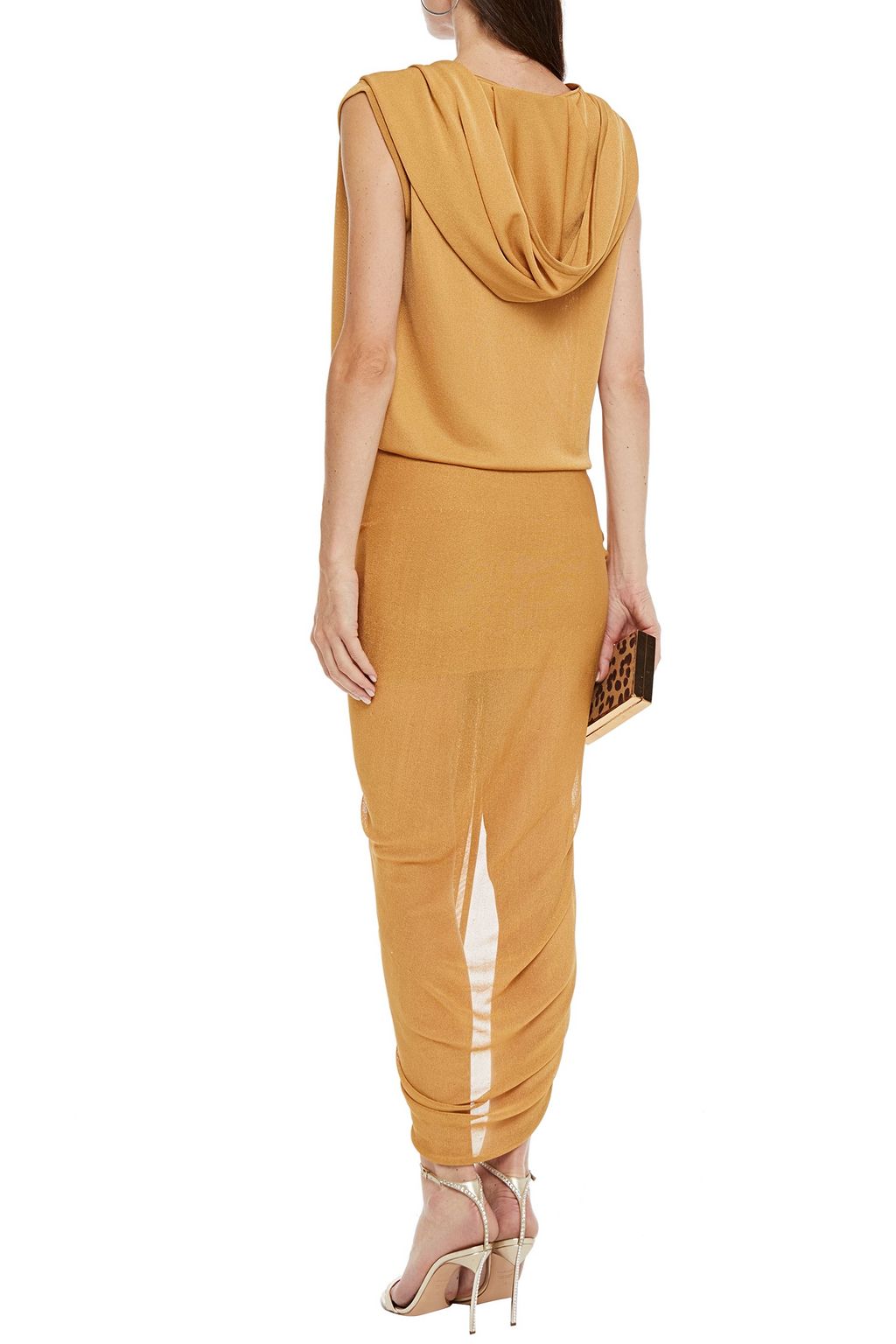 BALMAIN Ring-embellished draped stretch-knit mini dress