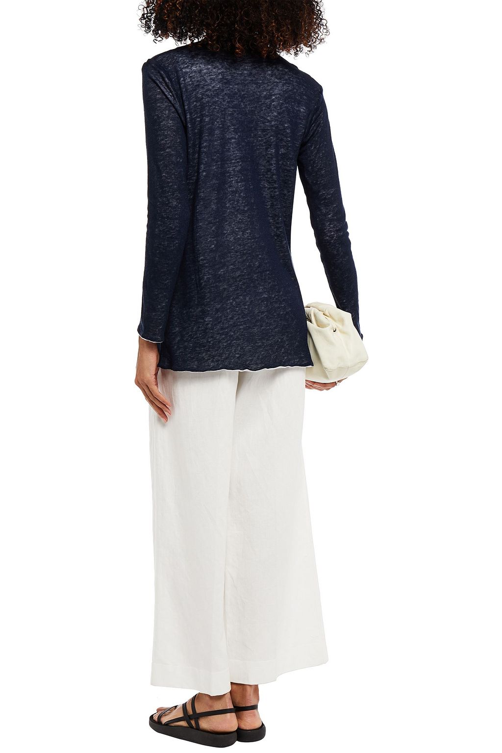 MAJESTIC FILATURES Slub linen and Tencel-blend jersey cardigan