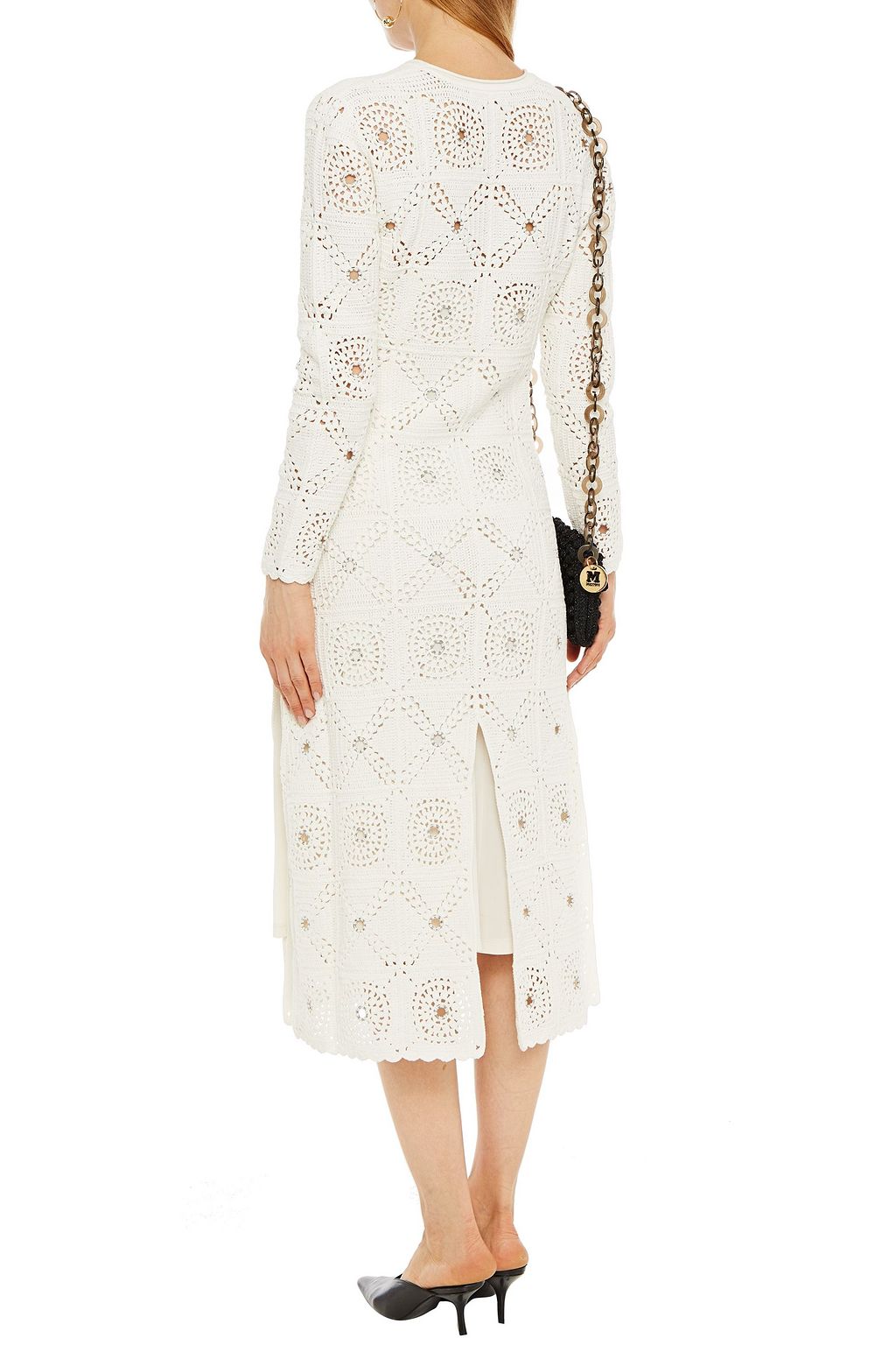 SIMKHAI Embellished crocheted cotton midi dress