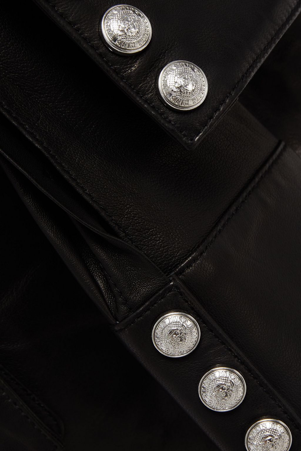 BALMAIN Karottenhose aus Leder mit Raffung und Reißverschlussdetails