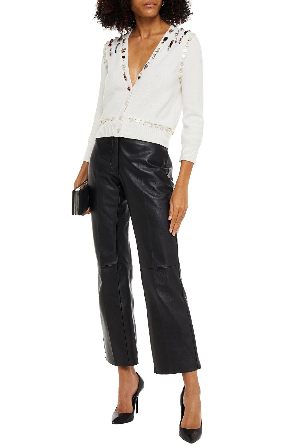 MCQUEEN Convertible crystal-embellished wool cardigan