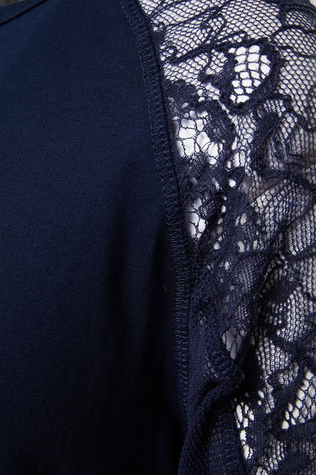 SIMKHAI Lace-paneled cotton-jersey top
