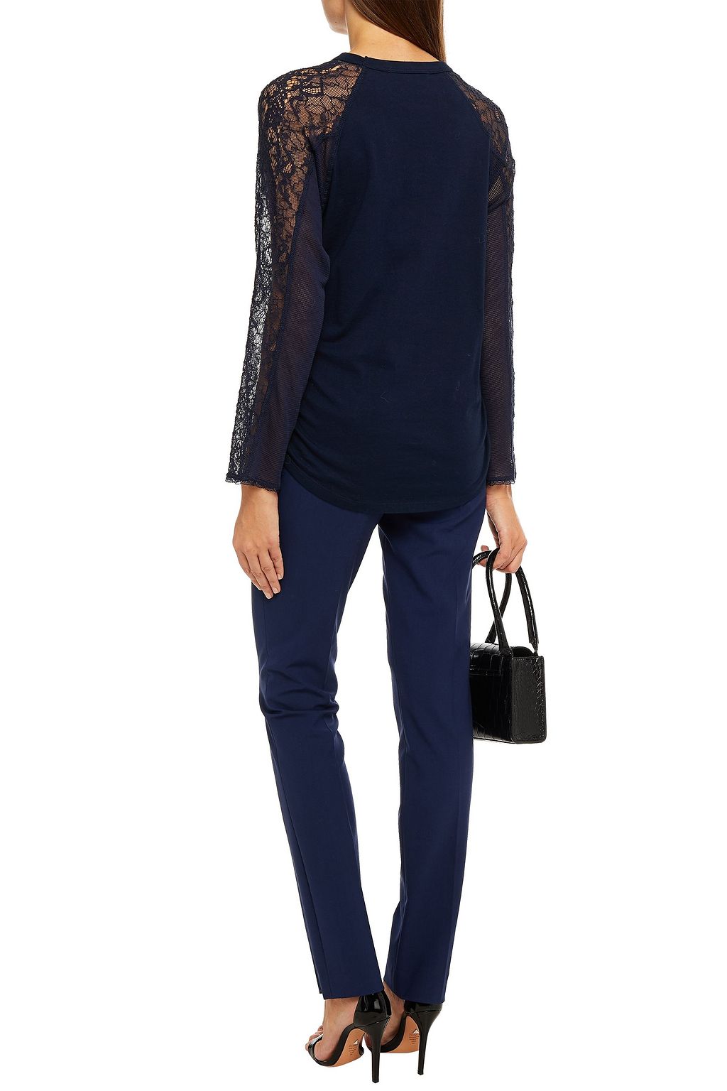 SIMKHAI Lace-paneled cotton-jersey top