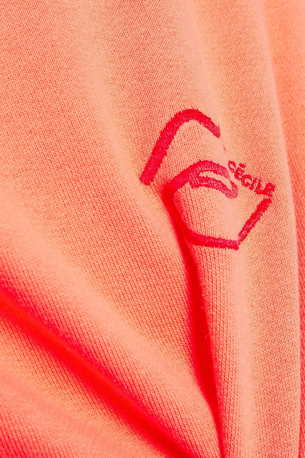 ÊTRE CÉCILE Lips Patch Alexis embroidered French cotton-terry sweatshirt