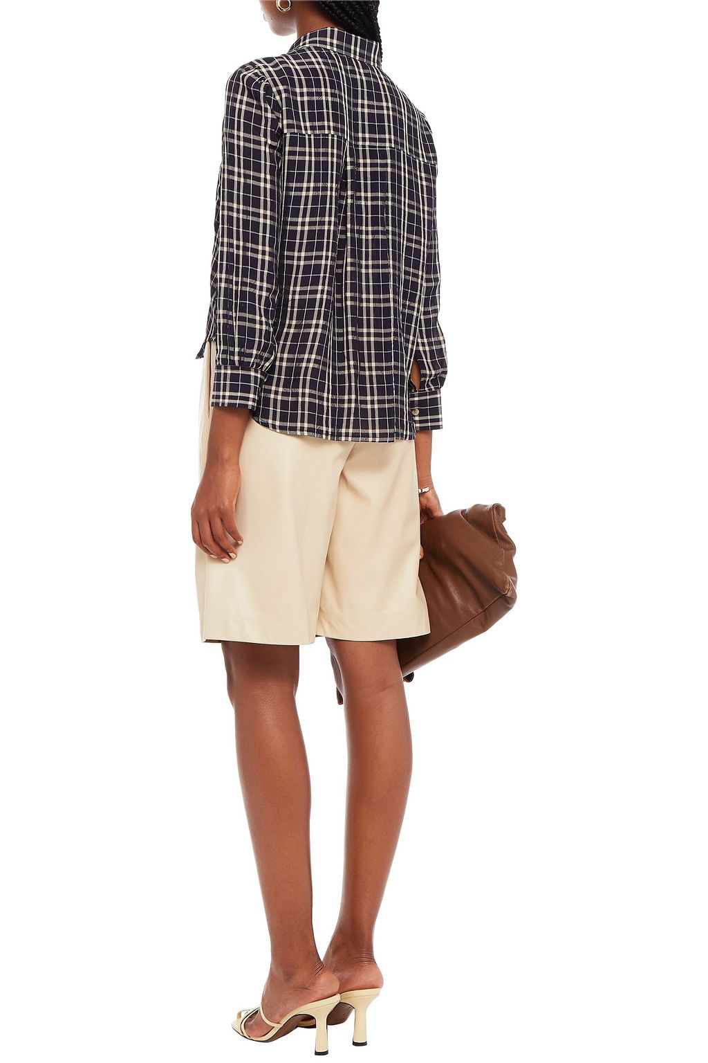 KHAITE Kaylie checked crinkled-woven shirt