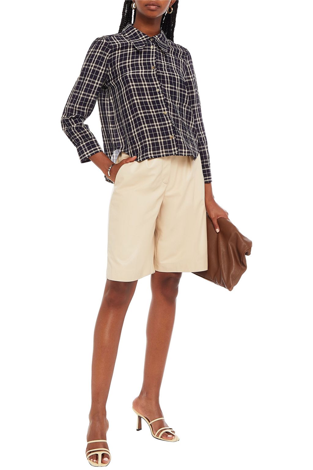 KHAITE Kaylie checked crinkled-woven shirt