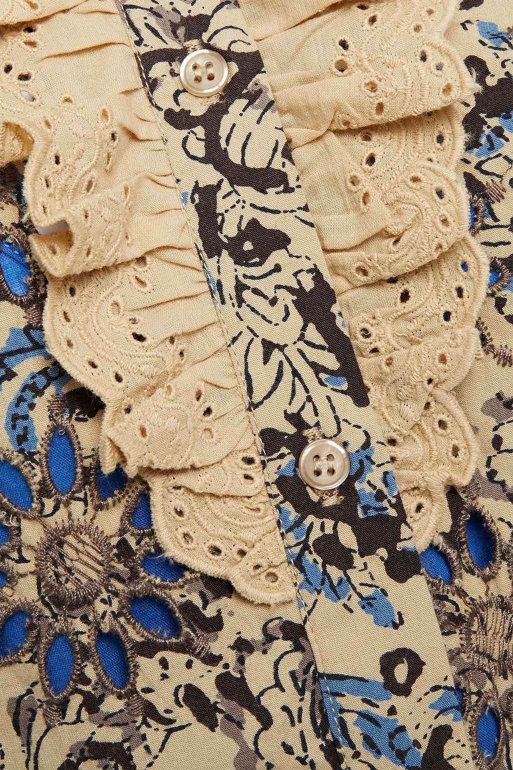 ANTIK BATIK Mary ruffled printed broderie anglaise cotton mini dress