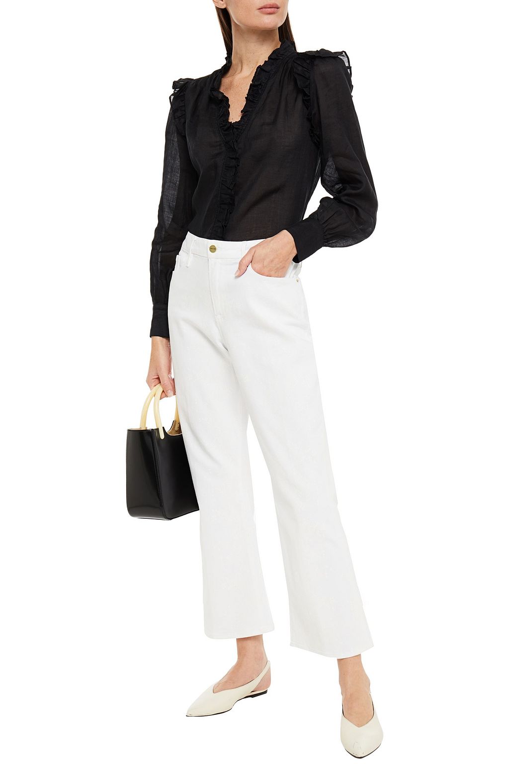 FRAME Le Crop Mini Boot snake-print mid-rise kick-flare jeans