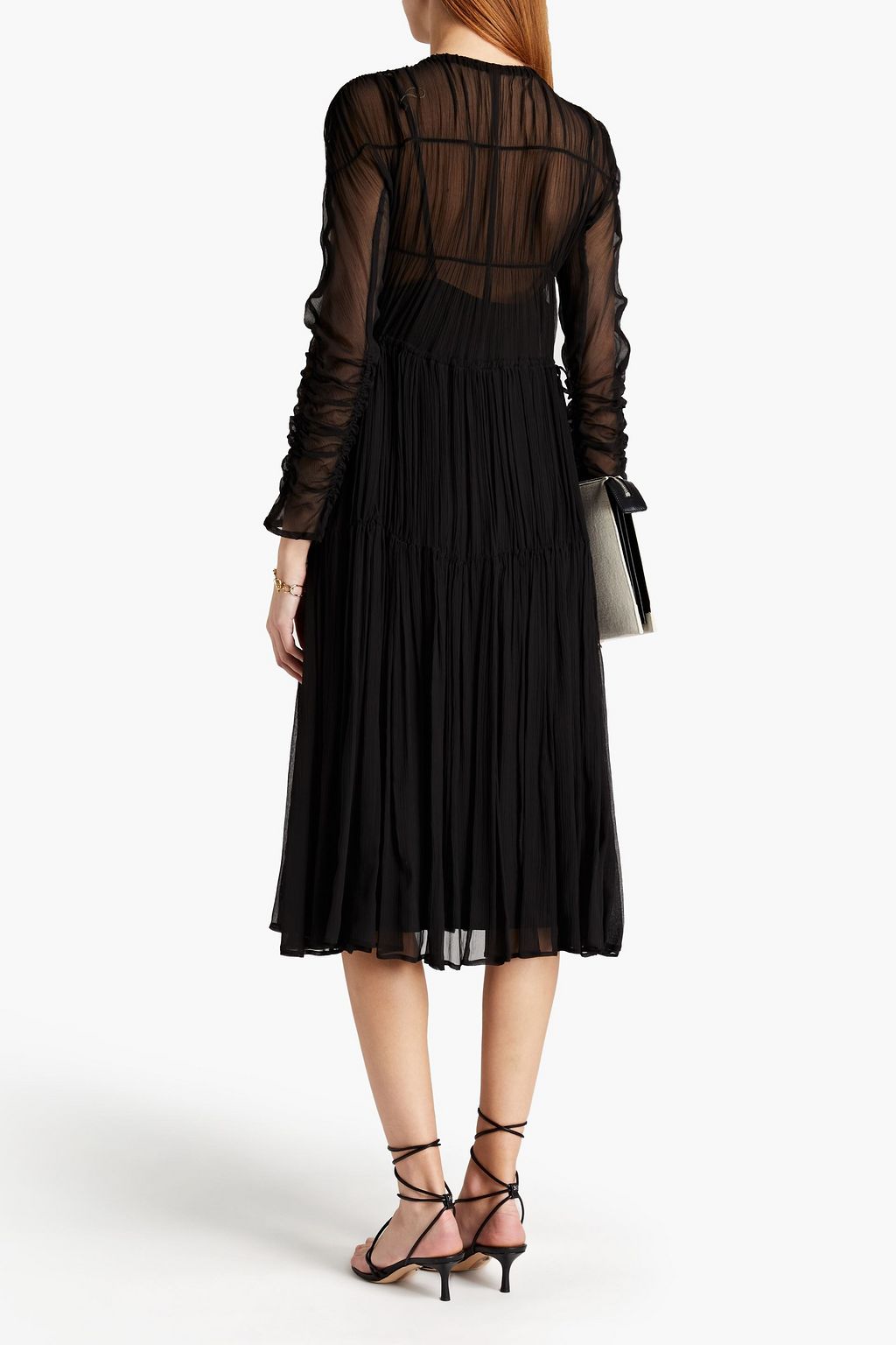 LVIR Ruched silk-crepon midi dress