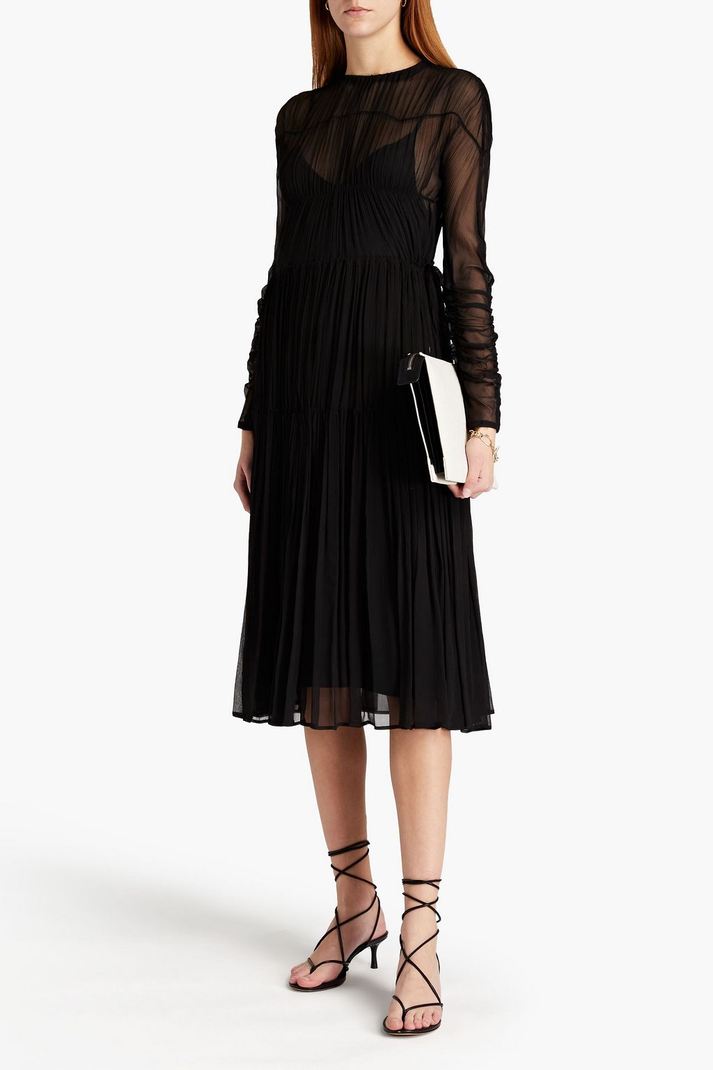 LVIR Ruched silk-crepon midi dress