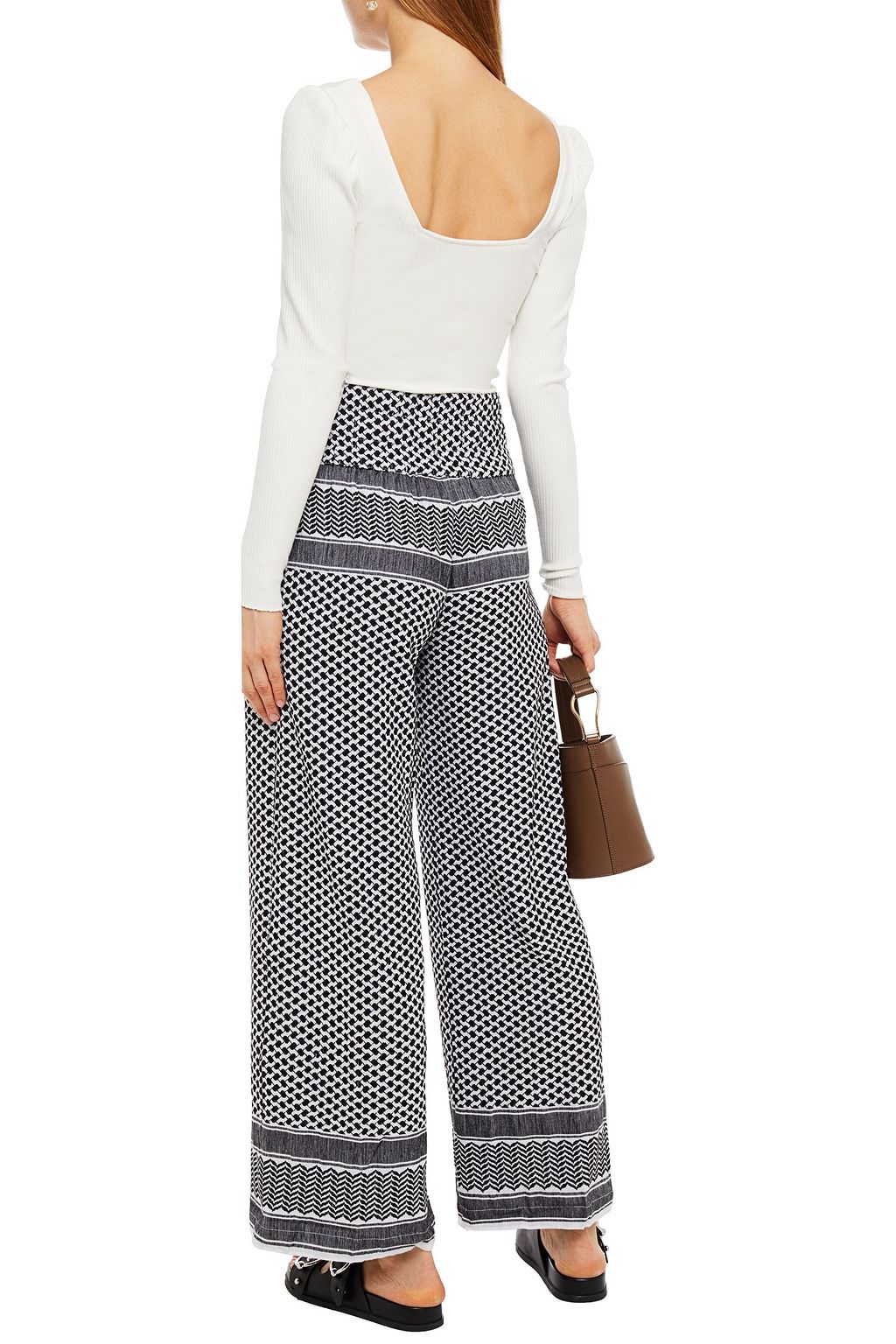 SUMMERY COPENHAGEN Cotton-jacquard wide-leg pants