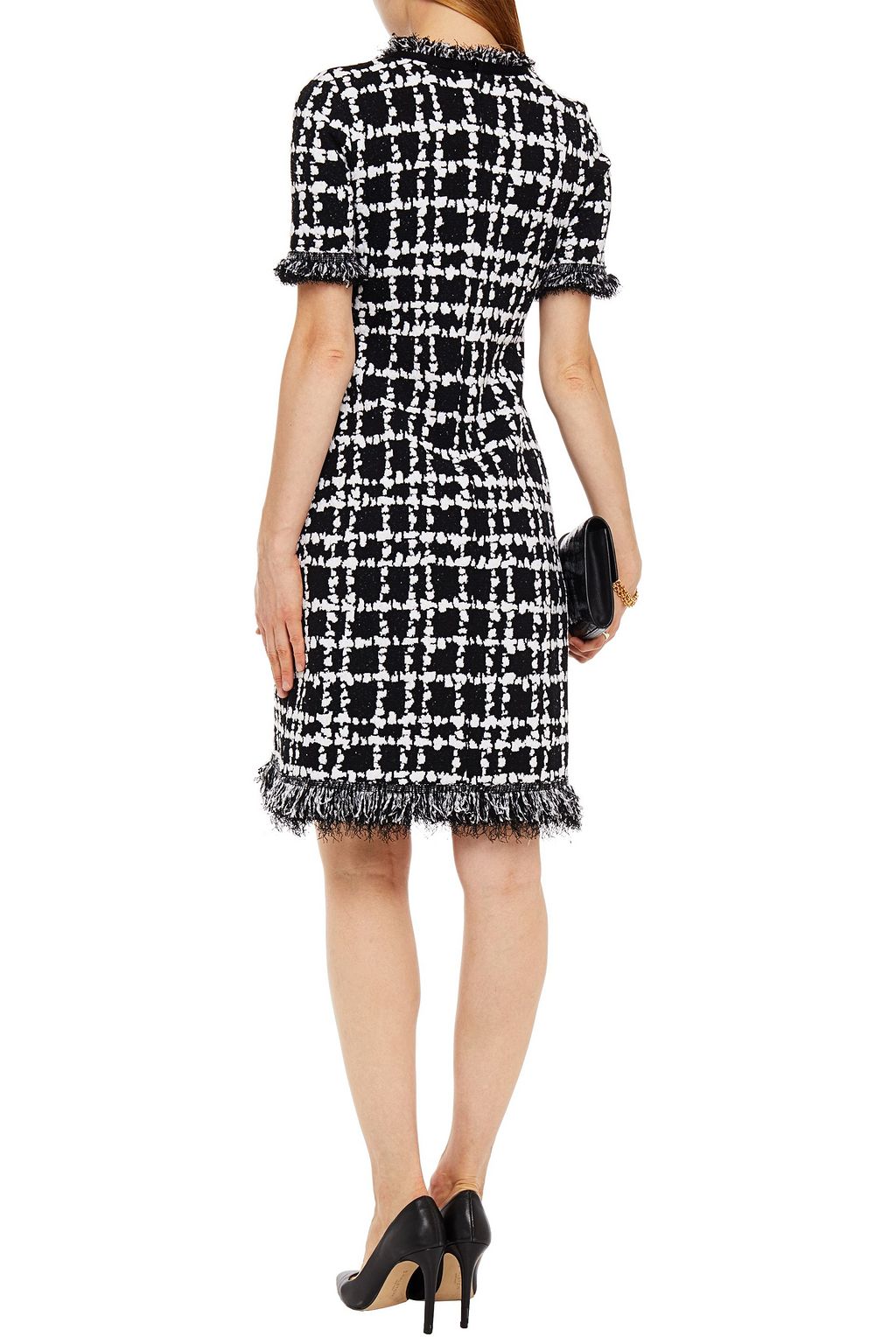 OSCAR DE LA RENTA Frayed jacquard-knit dress