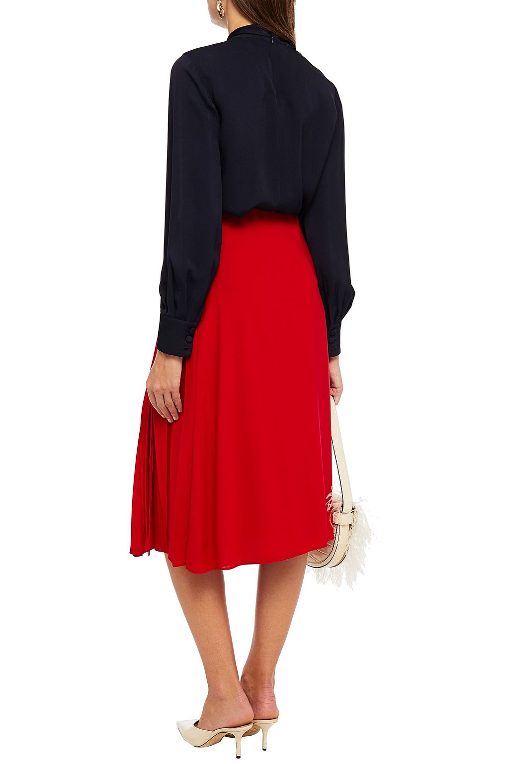 VALENTINO GARAVANI Pleated silk-crepe midi wrap skirt