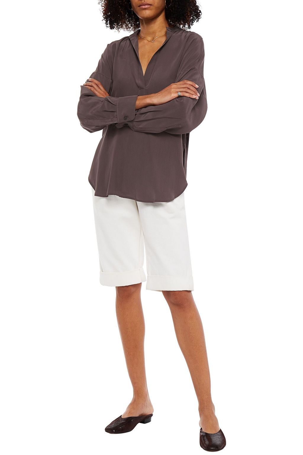 BONDI BORN Silk-blend crepe de chine blouse