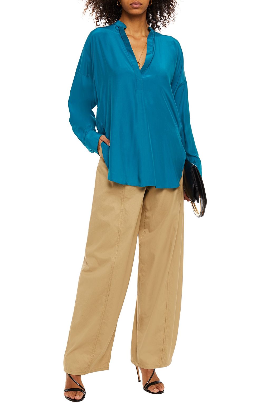 BONDI BORN Silk-blend crepe de chine blouse