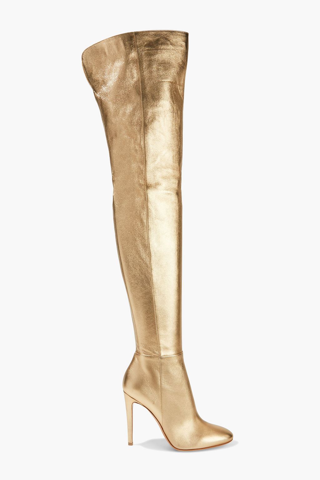 metallic thigh boots